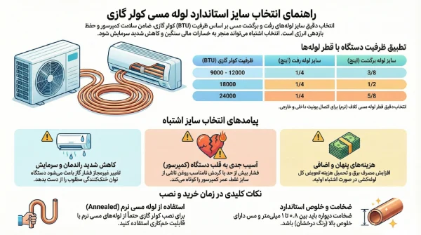 انتخاب اندازه لوله کشی مسی کولر گازی